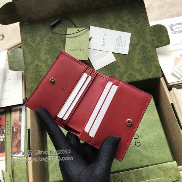 Gucci原厂皮包包 古驰女GG印花立体樱桃短款钱包 Gucci短夹零钱包 476050  gdj1735